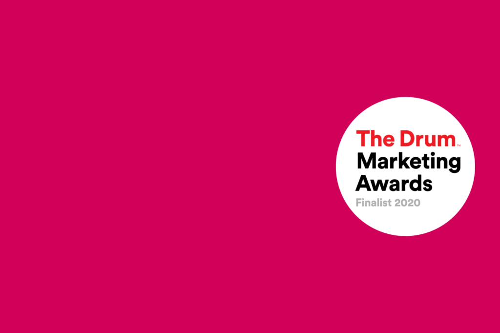 The Drum Marketing Awards 2020 Finalists logo on a pink background.