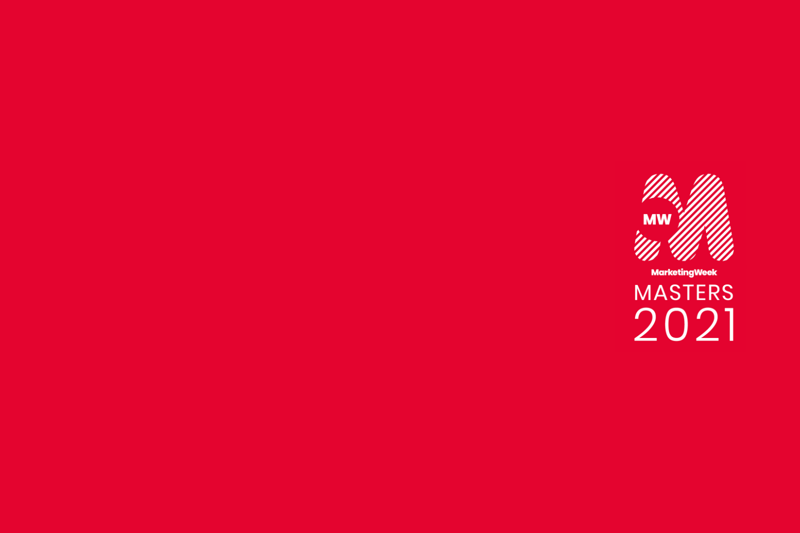 The logo for Marketing Week Awards 2021 on a red background.
