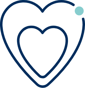 A blue heart representing charity.