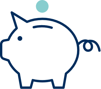 A piggy bank icon representing financial services on a black background.