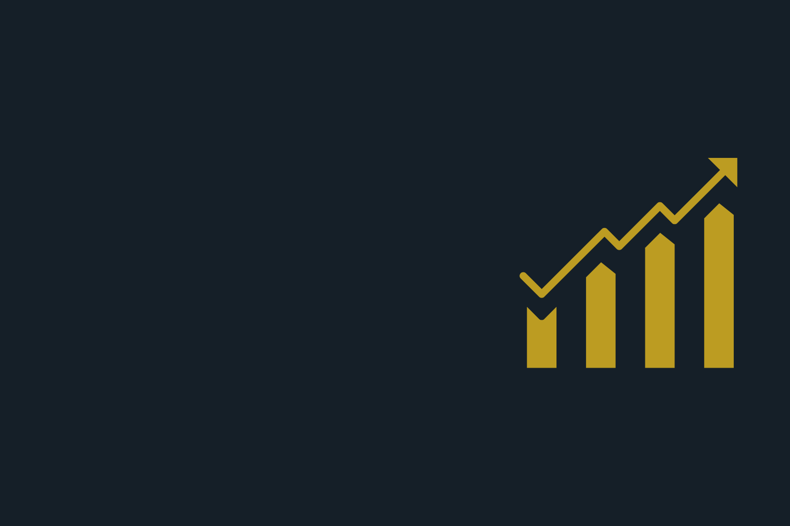 A golden arrow pointing up on a black background, symbolizing improved performance.