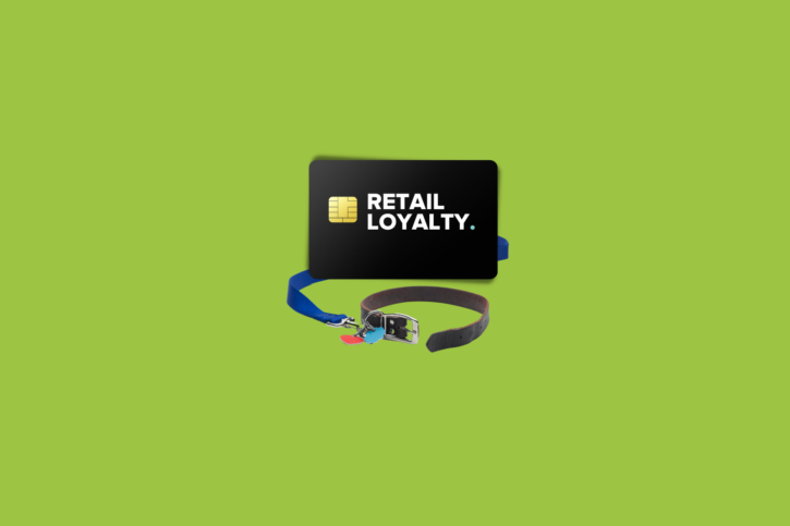 A retail loyalty card on a green background.