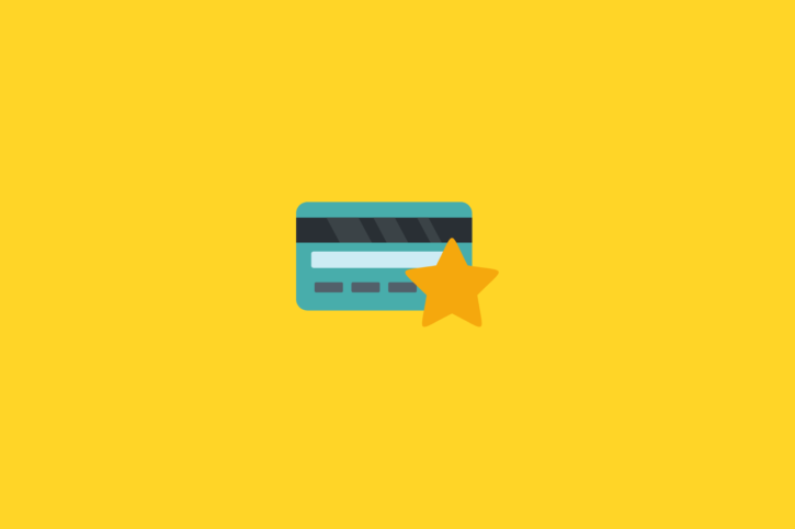 A yellow background with a credit card icon.
