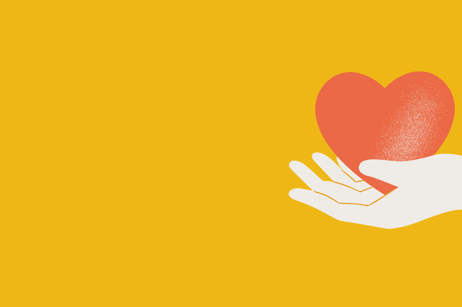 A heart held by a hand on a yellow background, designed to boost engagement with empathy.