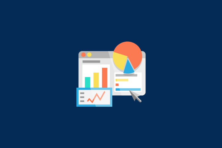 An icon with a graph and a calculator on a blue background representing data-driven personalization.