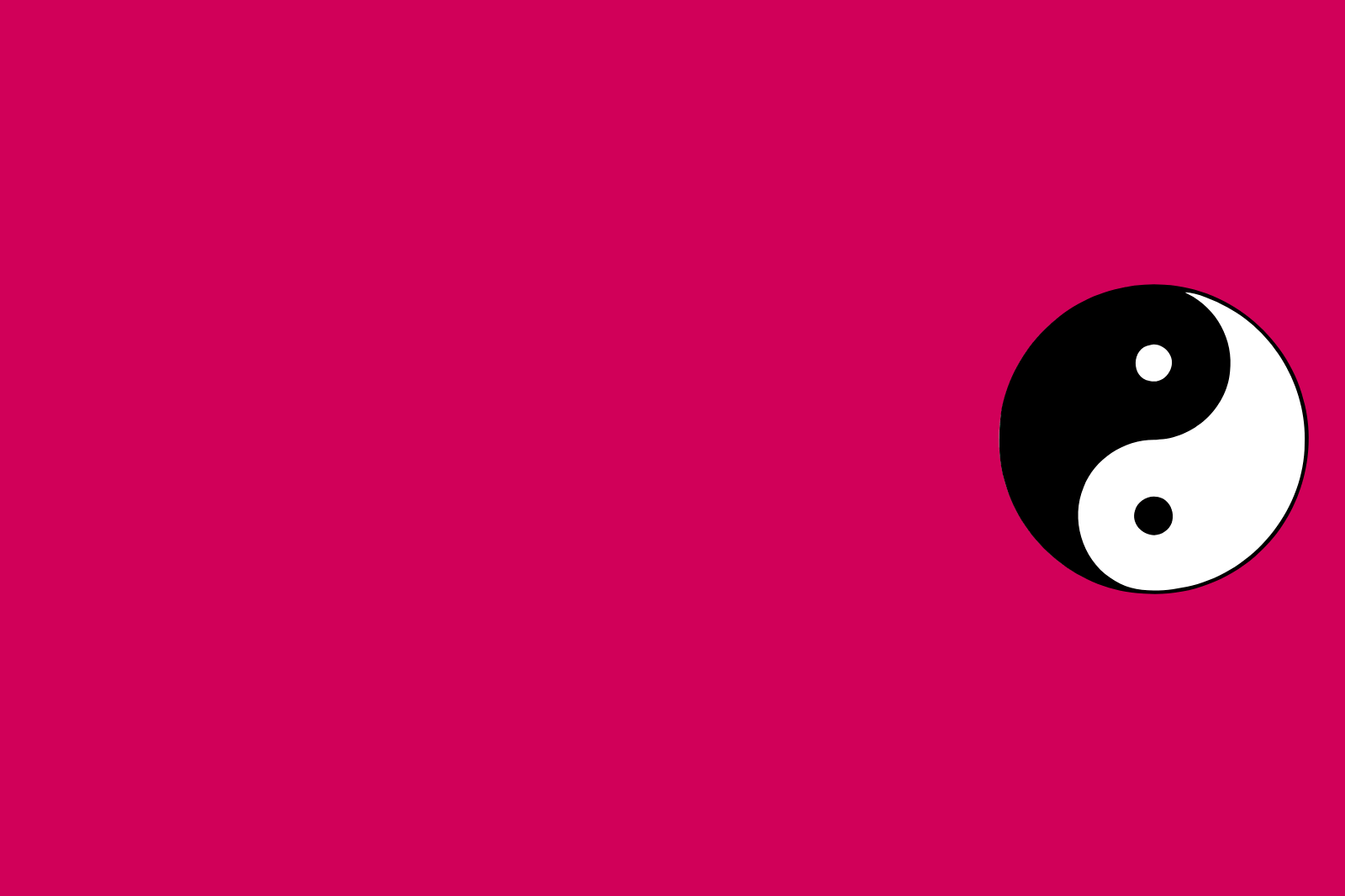 A digital yin-yang symbol on a pink background.