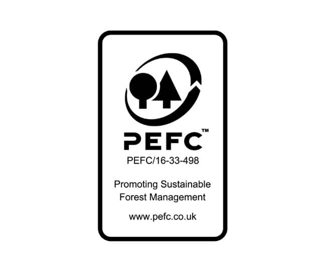 PEFC logo promoting sustainable forest management and certifications.