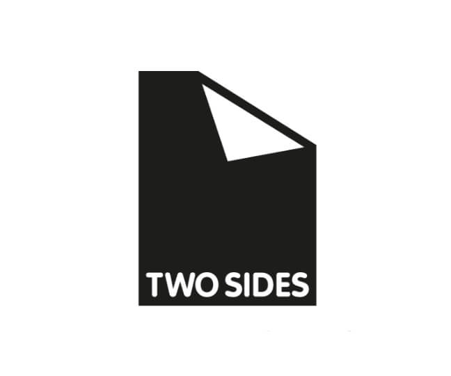 A black and white logo showcasing two sides, demonstrating awards.