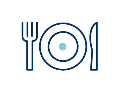 A plate and fork icon representing careers on a black background.