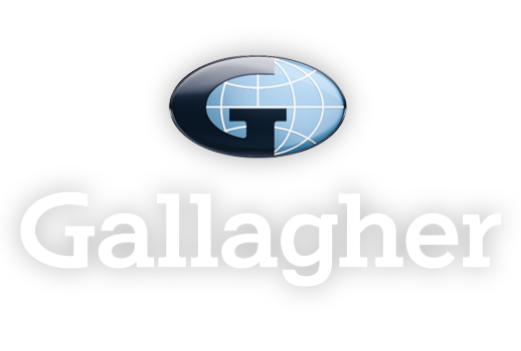 The Gallagher logo on a black background.