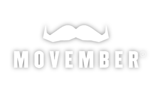 Movember logo on a black background.