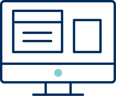 A blue icon of a computer screen for agencies.