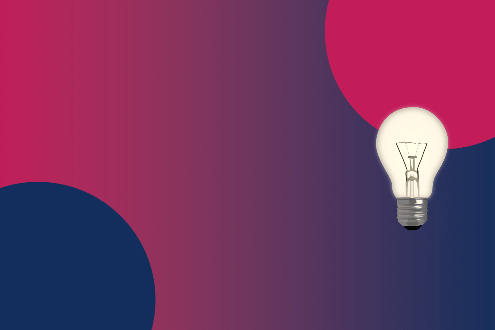 A light bulb with a pink and blue background.