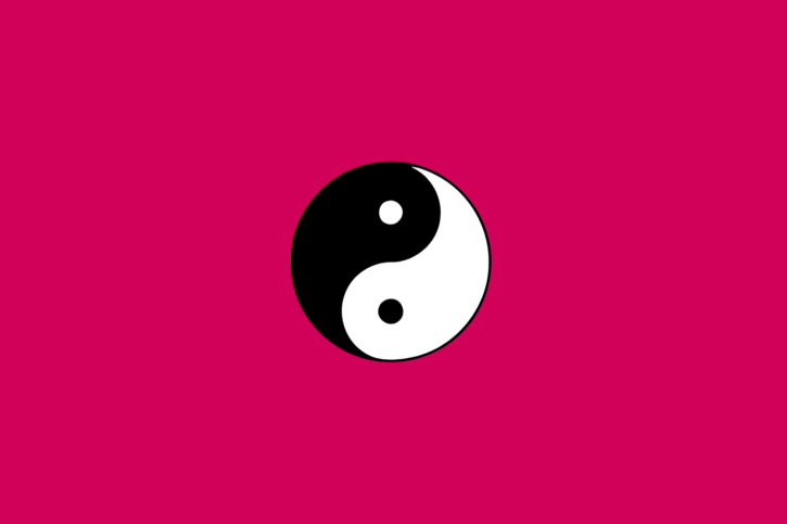 A digital yin yang symbol on a pink background.

Keywords: Perfect Duo