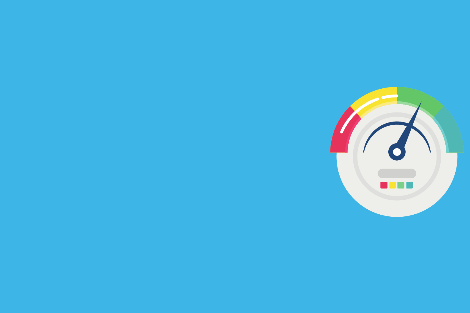 An icon of a speedometer on a blue background, power up the customer experience.