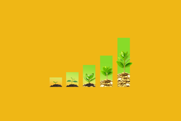A graph displaying agile plant growth on a yellow background.