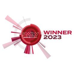 A logo displaying the pww winner 2023, showcasing its awards.